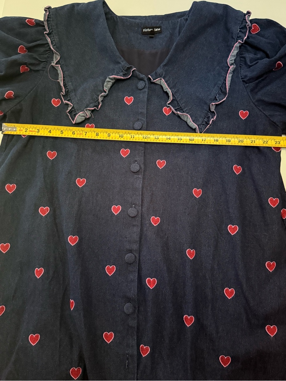 Sister Jane Navy Denim Cottage Core Babydoll Dress Sz XL - Picture 9 of 11